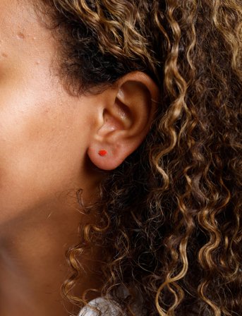 Design Letters Enamel Stud (1 Pcs) - Red - L:6MM