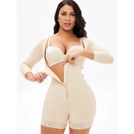 Hög kompression midjegördel Breasted Dragkedja Butt Lifter Shapewear För kvinnor Magkontroll Bantning Helkroppsform Beige 4XL