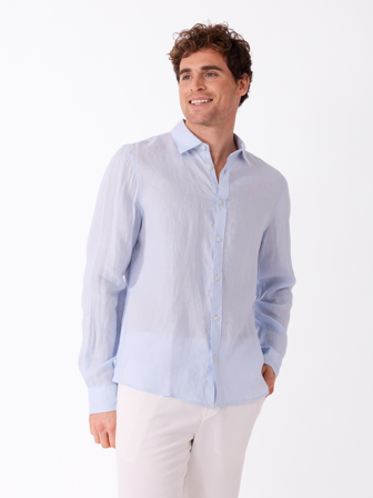 MATCH - Rimini linskjorte - Mario Conti - Str. M - Herre - Skjorter - Blå - 100% lin