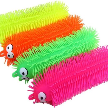 4 stk blinkende lysende strekkbar larve Squishy stressballer leker KLB