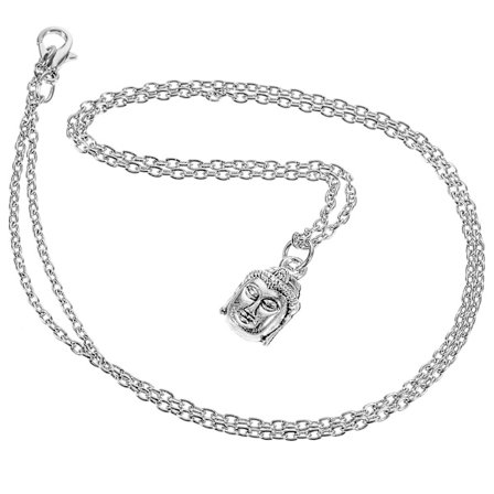 Buddha-staty halsband modehänge halsband herr halsband retro halsaccessoarer (64.00X1.30X1.00CM, silver)