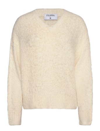 Filippa K Fluffy Silk V-Neck Sweater - Cream - L