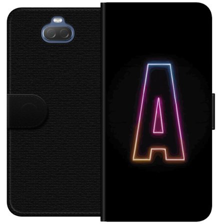 Kompatibel Tegnebogsetui til Sony Sony Xperia 10 Minimalistisk neonbogstav A i regnbuefarvet lys mod sort baggrund i moderne typografisk stil