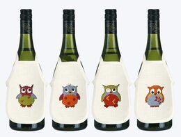 Broderikit Flaskförkläden Färgglada ugglor 4-pack