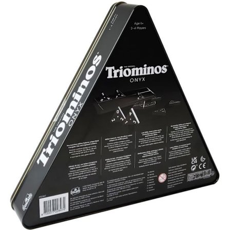 Triominos Onyx, trekantede og sorte dominobrikker, strategispil, brætspil, metalæske, Goliath, fra 6 år