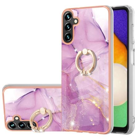 Etui med Ringholder til Samsung Galaxy A34 Rosa Marmor