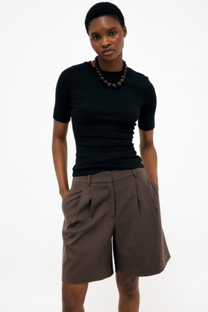 NA-KD Wide Leg Mid Waist Shorts - Shorts - Brun - EU 40