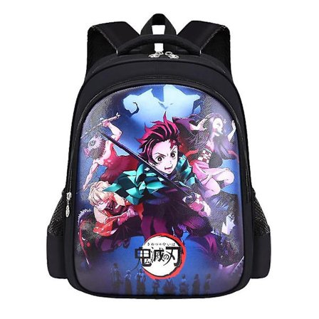 Børne Anime Demon Slayer Trykt Rygsæk Skoletaske Rygsæk Gaver(A)