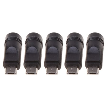 5 stk 5,5x2,1 mm hunstik til mikro-USB hanstik til DC-strømstikadapter