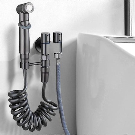 1-Ind-2-Ud Dobbelt Kontrolventil, 2023 Ny 2 m Udtrækkelig Slange Dobbelt Kontrol Mini Bruser Højtryks Badeværelsesarmatur Sæt, Badeværelsesarmatur 