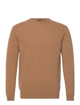 Valter Roundneck Strikkegenser M. Rund Krage Brun Oscar Jacobson