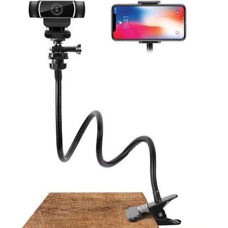 Webcam-feste - Minifinker - Fleksibel svanehals - Svart - 1/4" Universal skruer