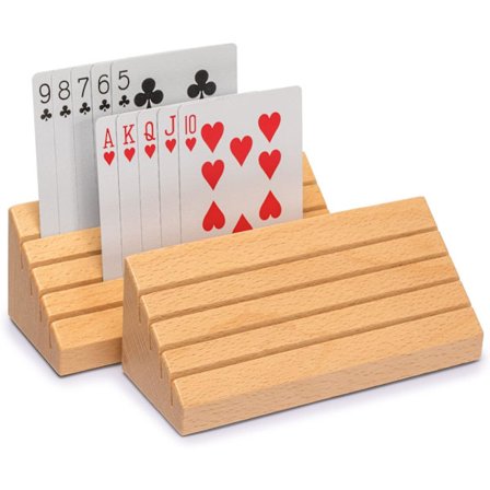 Kortspelhållare/ställ i massivt bokträ, standardstorlek - Set om 2 kortspelorganisatörer