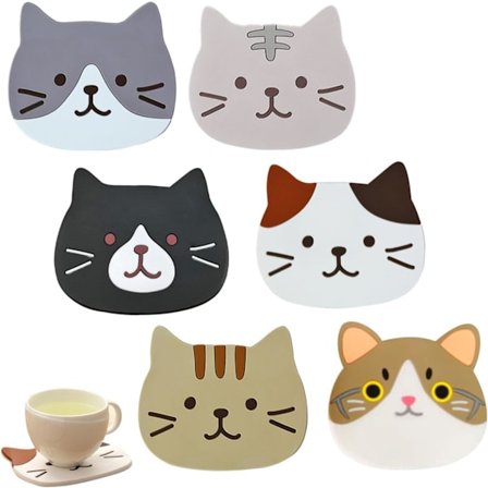 Søde Silikone Kopunderlag Dekorative Underlag, Skridsikre Vaskbare Drikkeunderlag til Vin, Glas, Te, Kaffe, Øl, Køkkenindretning, Gave