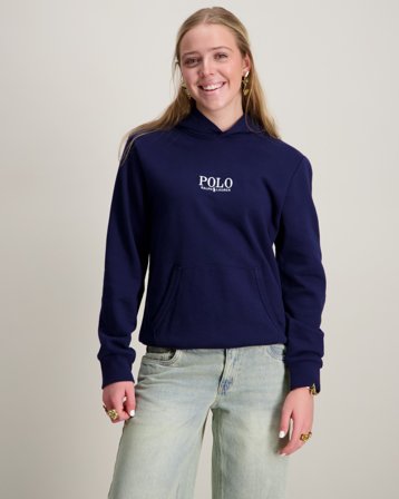 Polo Ralph Lauren Logo French Terry Hoodie Blå Genser Jente - Kids Brand Store