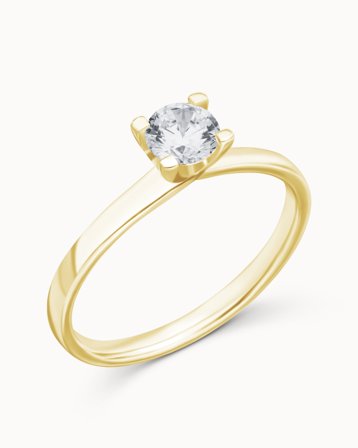 Solitärring Alexandra 18K Gulguld Naturlig Diamant 0.30 Carat - Förlovningsringar & Vigselringar hos Vanbruun