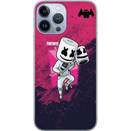 Yhteensopiva Puhelinkuori Apple iPhone 13 Pro Max Fortnite Marshmello hahmo valkea puku vaaleanpunainen taustakuva Fortnite DJ pelisuunnittelu suositt