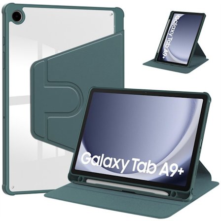 SAM Galaxy Tab A9+, faldsikker tablet case, roterende tablet case (mørkegrøn)