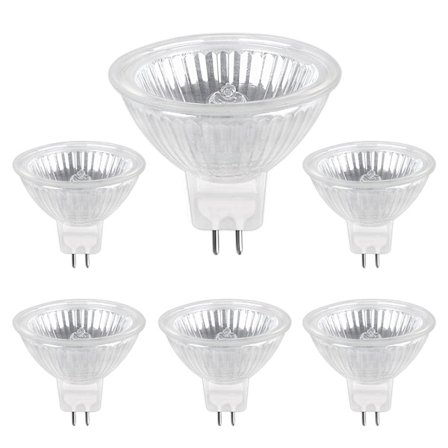 Halogenpære GU5.3 20W 12V, 400lm Varmhvit 2700K Dimbar, Halogen Spotpære MR16, Pakke med 6