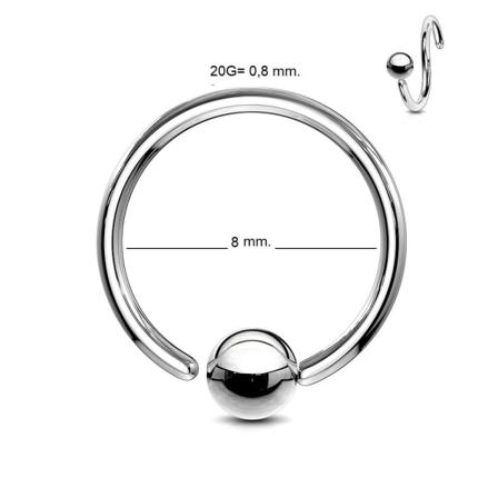 Flexibel Bcr Piercing I Ip Titaniumpläterad 316l Stål 20g 0,8x8