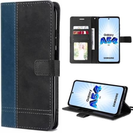 Flip-etui til Samsung Galaxy A54 5G Marineblå lædereffekt magnetisk lukning marinblå