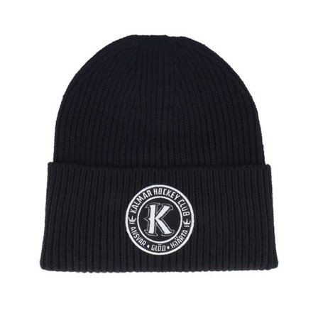 Hatstore - Svart cuff Beanie - Kalmar HC Black/White Patch Black Oversized Cuff @ Hatstore