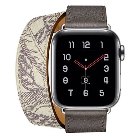 Apple Watch Series 5 44mm kuvioitu aito nahkainen kellonauha - Harmaa