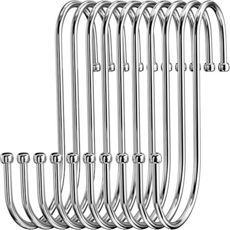 Rostfritt stål S-krok, Kraftig metall dubbelkrok för upphängning av koppar, kläder, kastruller och skålar (20 st)
