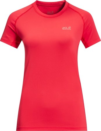 Jack Wolfskin Women's Tourer Vent Tee Women Short sleeved fitness sweater Red XS