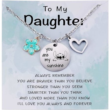 Stitch-gåvor Du är mitt solsken Halsband, Stitch Smycken Prylar Födelsedagspresenter för Små Flickor Systerdotter Dotter Barnbarn