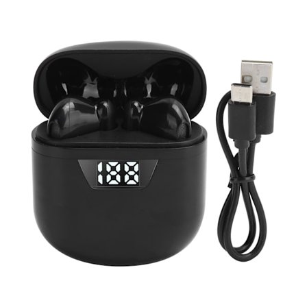 TWS Bluetooth Hörlurar Trådlösa Hörlurar med Strömdisplay Halvt In-Ear Svart