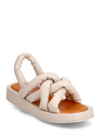 Biadora Puffy Cross Sandal Shoes Summer Shoes Flat Sandals Beige Bianco*Betinget Tilbud