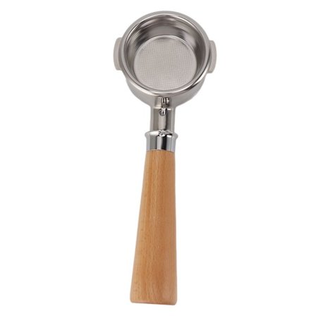 58mm Bunnløst Portafilter Universal Kaffemaskin Rustfritt Stål Type A2 med Bøke Trehåndtak