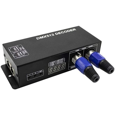 Højtydende LED DMX-controller LED DMX 512 dekoder dæmper driver DC12V-24V til RGB LED-strimmel eller lys (3 kanaler)