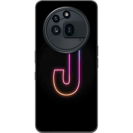 Yhteensopiva Puhelinkuori Nothing Nothing Phone (3a) Pro Minimaalinen neonkirjain J värien vaihtuessa valossa mustaa taustaa vasten