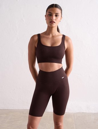 aim ́n Ribbed Seamless Biker Shorts - Brown - M