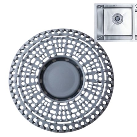 Hiussihti suihkuun - Lattiakaivosihti kylpyhuoneeseen, silikonitulppa keittiöön | Liukumaton silikoninen lattiakaivon suojus keittiön pesualtaaseen, 