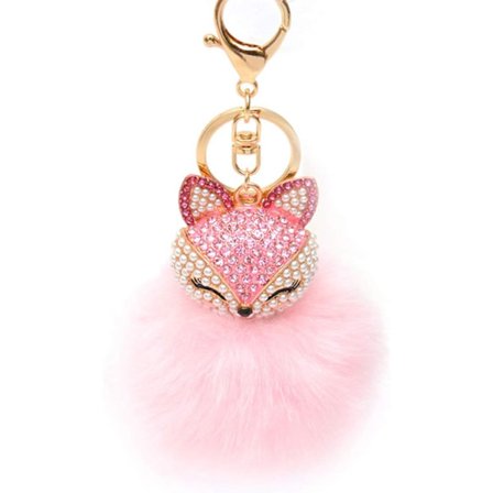 Räv Nyckelring (rosa) Borr Strass Hängande Dekoration Han