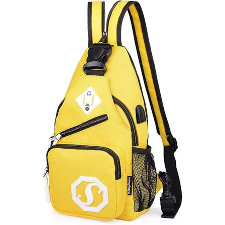 Skolväska Bröstväska Pojkar/Flickor Axelväska Män Kvinnor Portfölj Slungväska Ryggsäck Axelväska Resa Sport Crossbody Väska Vattentät Polyester, Gul