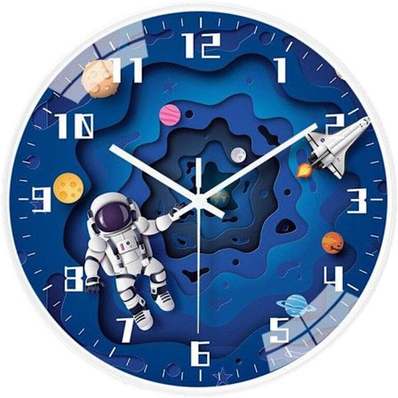 Barns väggklocka 8 tums hushålls tyst väggklocka Space Astronaut Room Dekoration Clock