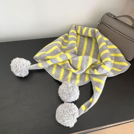 SHISHPEI Multifunksjonelt Strikket Trekantet Skjerf Myk Vindtett Sjal Pompom Skjerf Smekke Kvinner (FMY)