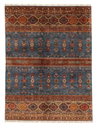Handgeknoopt Shabargan Vloerkleed 178X238 Wol Zwart/Donkerrood