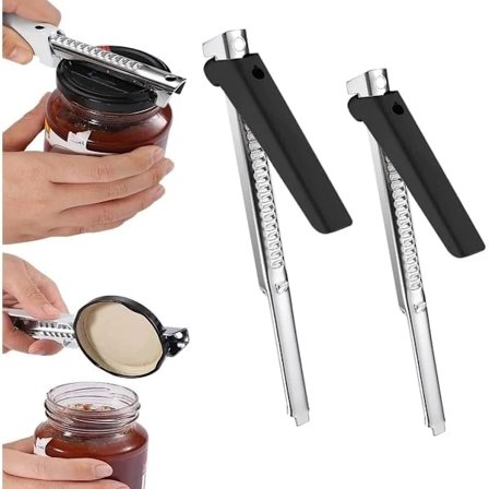 [PL】Enkel boksåpner, flaskeåpner for eldre, lett kapselåpner, 2024 justerbart håndtak (2, svart) svart