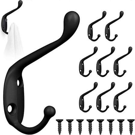 Vægmonterede knager med spidser, 8 stk. vintage knager til frakker, hvide dobbeltdørsknager med 16 stk. skruer, metal badeværelsesknager tøjknager