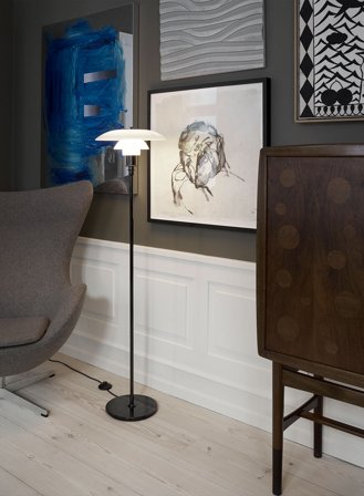 PH 3 1/2-2 1/2 gulvlampe - blank sort/opal