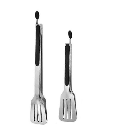 Premium 304 Grillspadar i rostfritt stål, kraftiga non-stick BBQ matlagningskökstänger Svarta 2st 12+9 tum