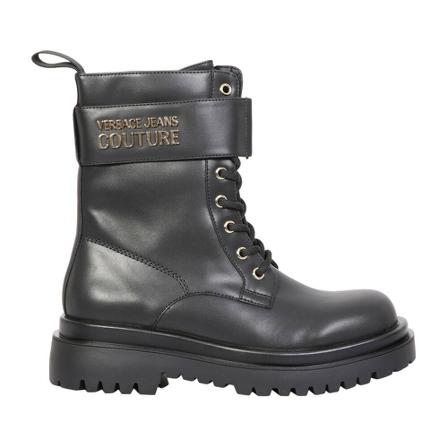 Versace Jeans Couture, Versace Jeans Couture boots with recognizable logo plaque in an elegant golden tone Czarny, Kobieta, Rozmiar: 36 EU