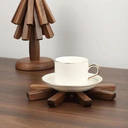Walnut Tree Hot Pot Stand Wooden Trivets For Hot Dishes Tree Shape Trivet Set Coaster For Teapot Hot Pots Easy Storage New
