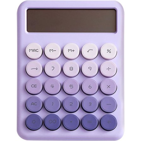 Mekanisk lommeregner, 12-cifret stor LCD-skærm og store runde knapper Gradientfarve Skrivebordslommeregner, 15° hældningsskærm Elektronisk lommeregner