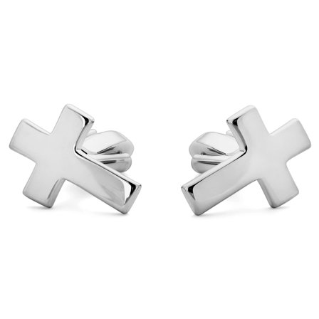 Silver-Tone Cross Cufflinks for Men
